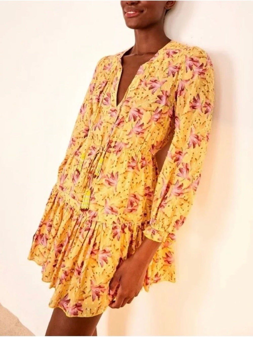 Farm Rio Banana Sunshine Tropical Mini Dress - Size Small